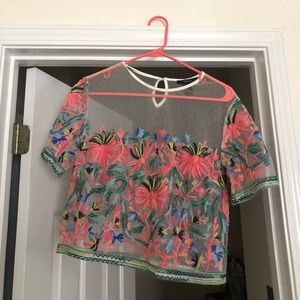 Forever 21 mesh floral crop top